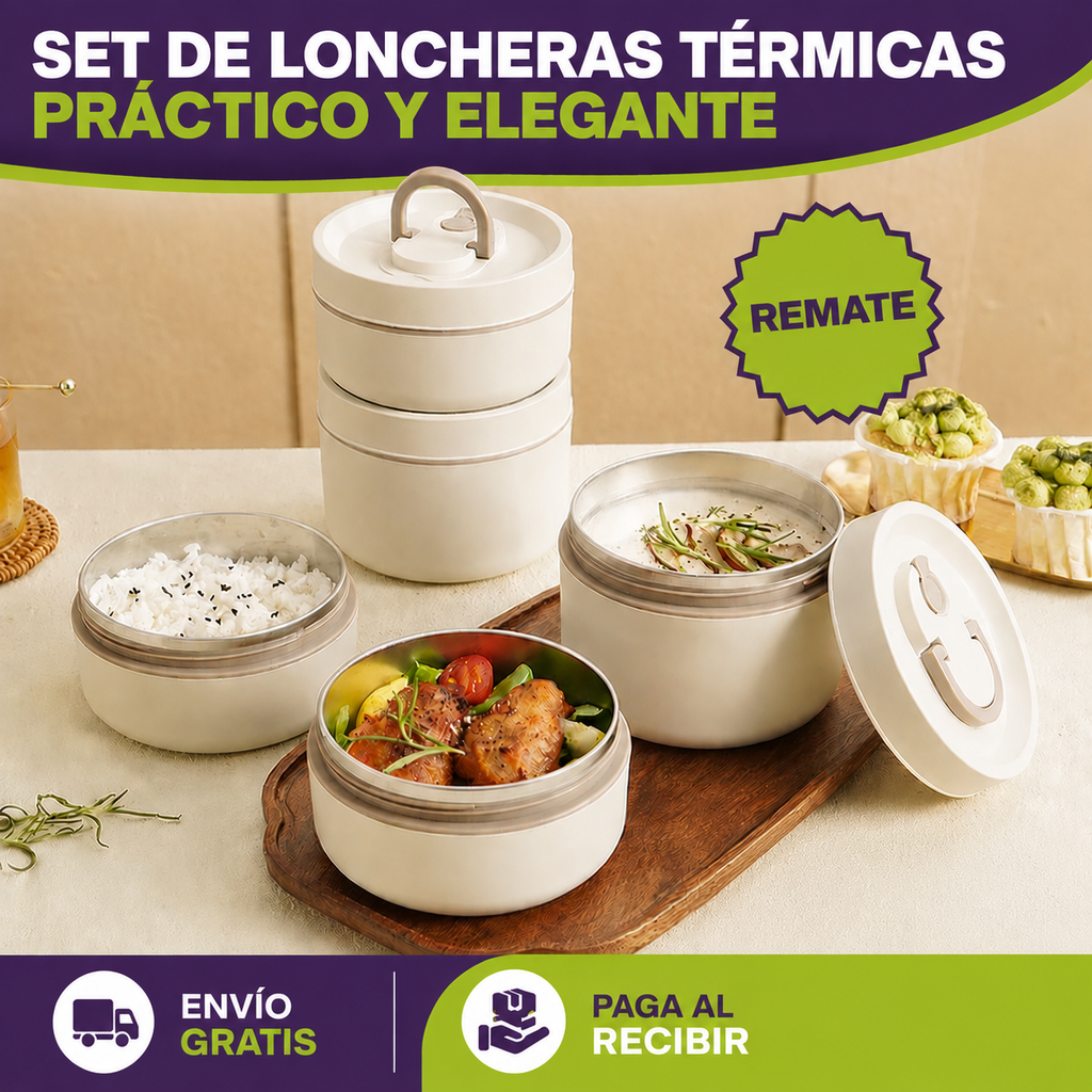 [OFERTA] Portacomidas y Lonchera Térmica - Set x4 🔥