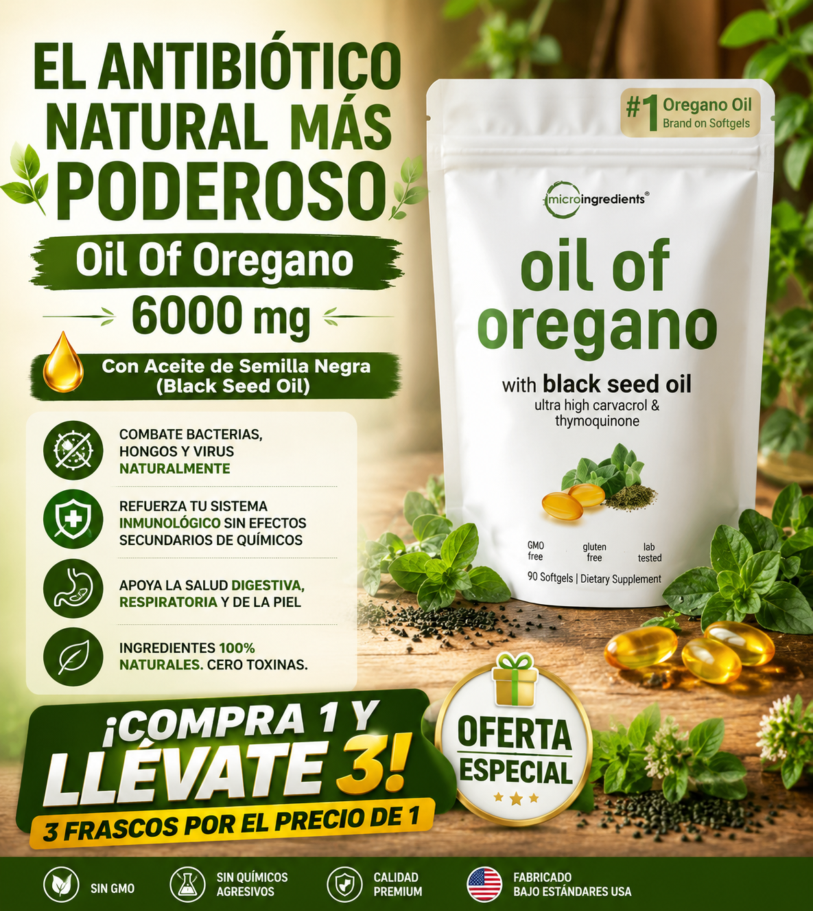 🔥Promoción Especial - El antibiótico natural más poderoso - OIL OF OREGANO🌱💊 ¡LLÉVATE 3 POR EL PRECIO DE 1! 🔥