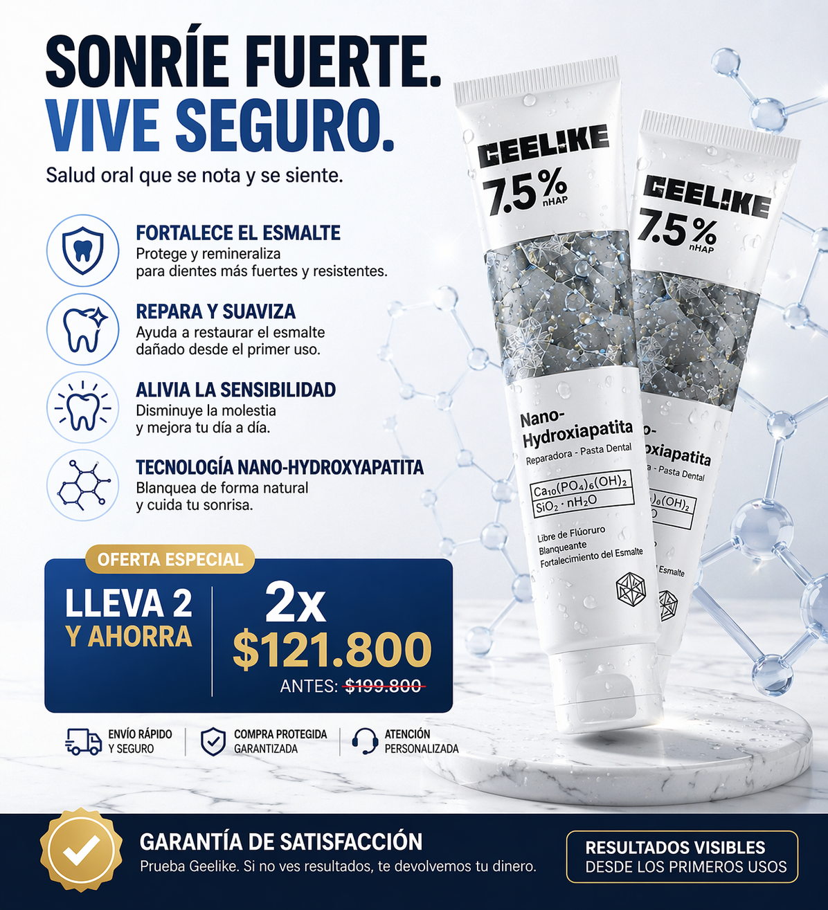 CEELIKE Nano-Hidroxiapatite 7,5 % – Pasta dental reparadora - ¡COMPRA MÁS A UN PRECIO ESPECIAL!